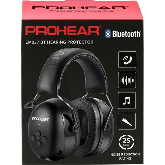 Cache-Oreilles Bluetooth PROTEAR SNR 30dB - Casque Antibruit Avec Micro Pour Tonte Pelouse