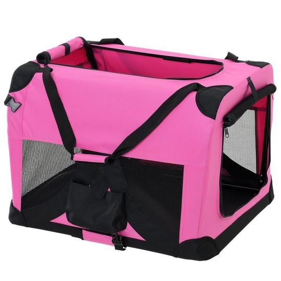 Cage De Transport Pour Chat Ou Petit Chien - Modèle Moka Rose Et Gris - Facile à Transporter Et à Attacher En Voiture - 7