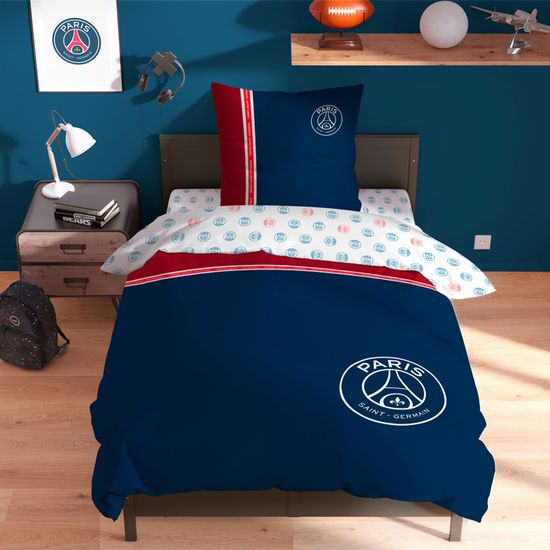 Parure de lit imprimée 100% Coton PSG MINIMALISTE Bleu marine