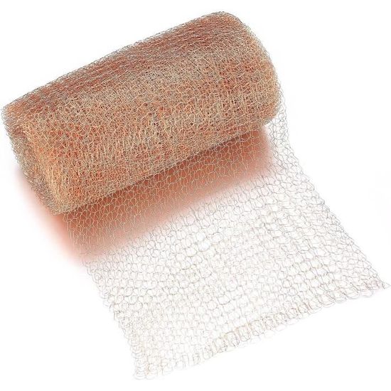 ROTKUSZ 12.7cm X 12m Maille De Cuivre De Antiparasitaire,Flexible Filet En Cuivre Tricoté,Grillage Anti Rongeur,Filets Pour Jardin,Treillis En Cuivre Pour Antiparasitaire Escargot Oiseaux Contrôle