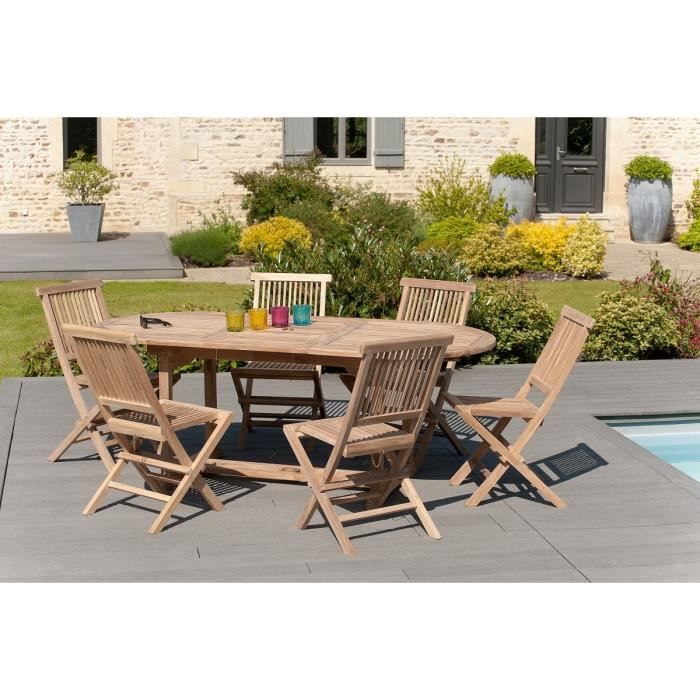 Ensemble En Teck Table Extensible Ovale De Jardin 150 200 Cm 6