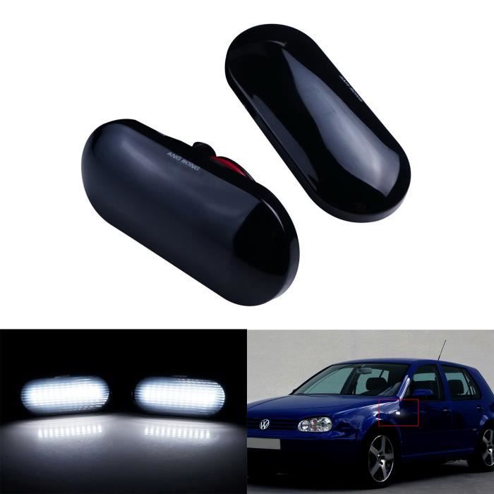 ANGRONG 2X Blanc LED Feux Clignotant Latéral Repetiteur Lentille Noir Pour VW Polo Passat T5 Skoda SEAT Ford Fiesta Galaxy Fusion