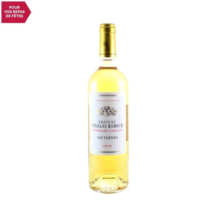 Château Sigalas Rabaud 1er Cru Classé Blanc 2018 - 75cl - Vin Doux Blanc de Bordeaux - Appellation AOC AOC Sauternes