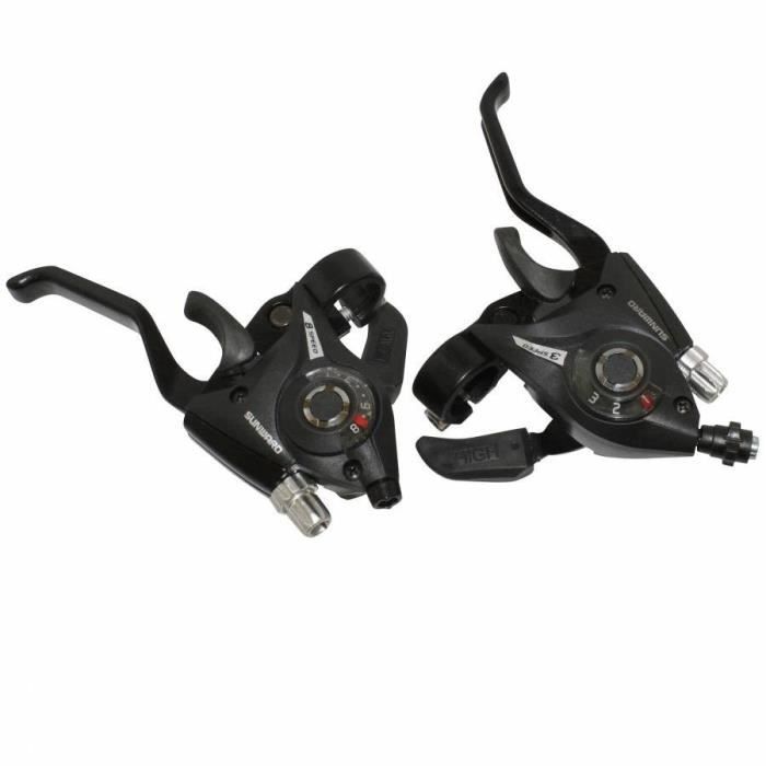 Levier-manette vtt p2r 3x8v. noir alu pour frein v-brake compatible shimano (paire)
