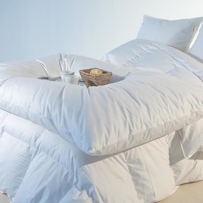 Édredon gonflant 160x170 cm 90% duvet neuf blanc