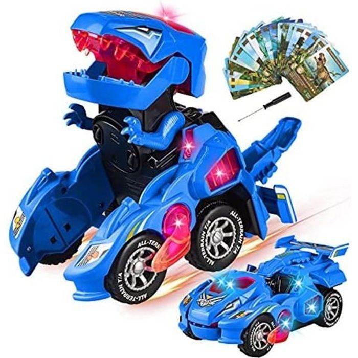 Déformation voiture,Voiture Dinosaure Enfant Jouet Garcon pour Garcon 4 5 6 7 8 Ans Switch and Go Dino avec Musique et éclairage