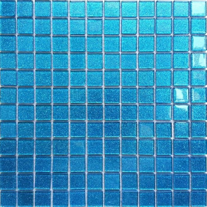 1 mètre carré Carrelage mosaïque en verre. Bleu Avec des paillettes (MT0008)