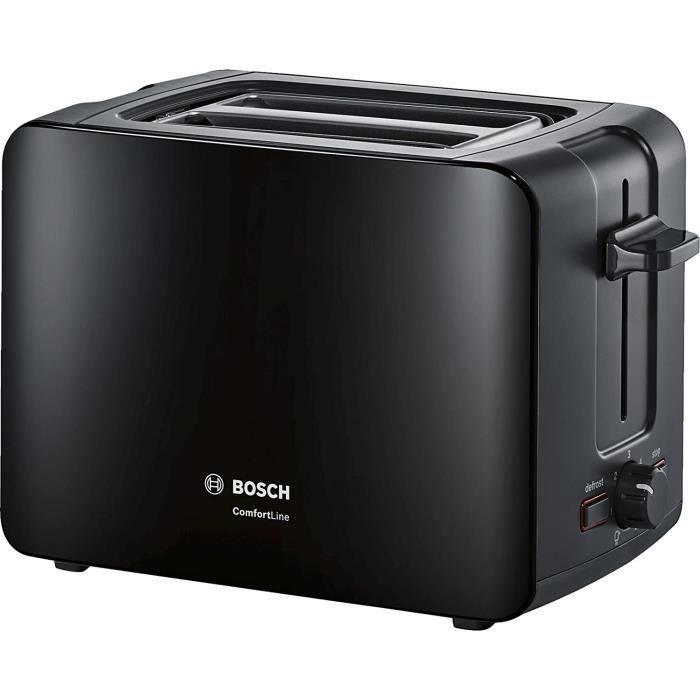 Bosch tat6 a113 Compact Grille-Pain Comfort Line, pain automatique ZENT rierung, fonction décongélation, 1090 W Noir