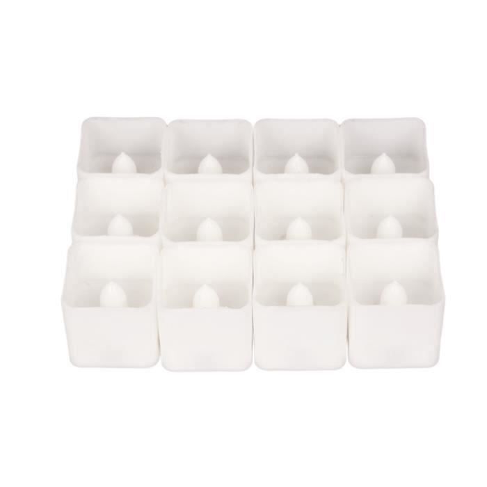 12 pièces LED sans flamme carré romantique bougies chauffe-plat électroniques clignotantes pour barre de BANDE LED - RUBAN LED