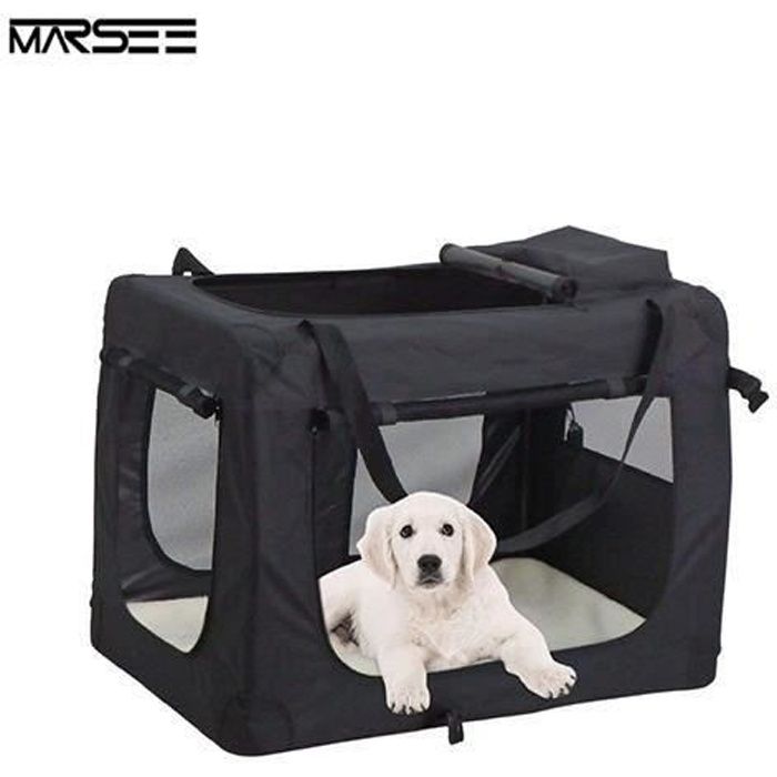 Sacs de Transport Pour Chien Chat Portable Pliable Cage de Transport Gonimal Domestique 70 x 52 x 52 cm Noir Go71811