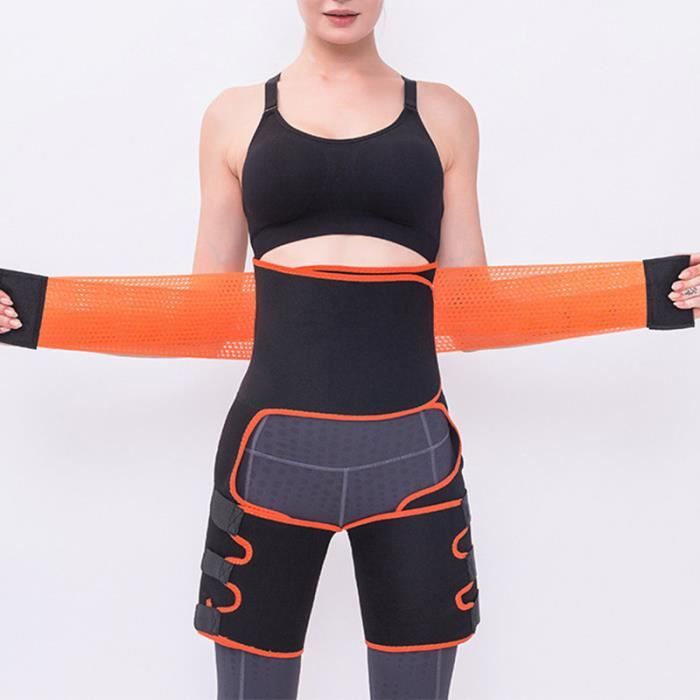 L/XL-Ceinture de Sudation Femme Amincissante Ajustable,3 en 1 et Ceinture Amincissante de Poids et Mise en Forme-orange*CD008