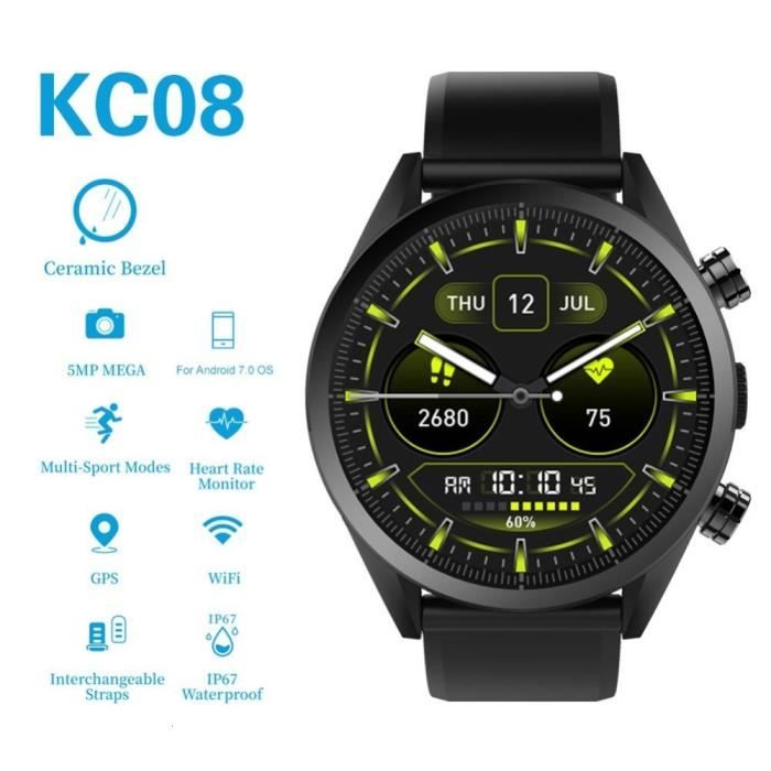 KingWear KC08 4G montre intelligente hommes Android 7.1 1GB 16GB 5MP HD caméra Smartwatch GPS étanche moniteur de sommeil de fréquen