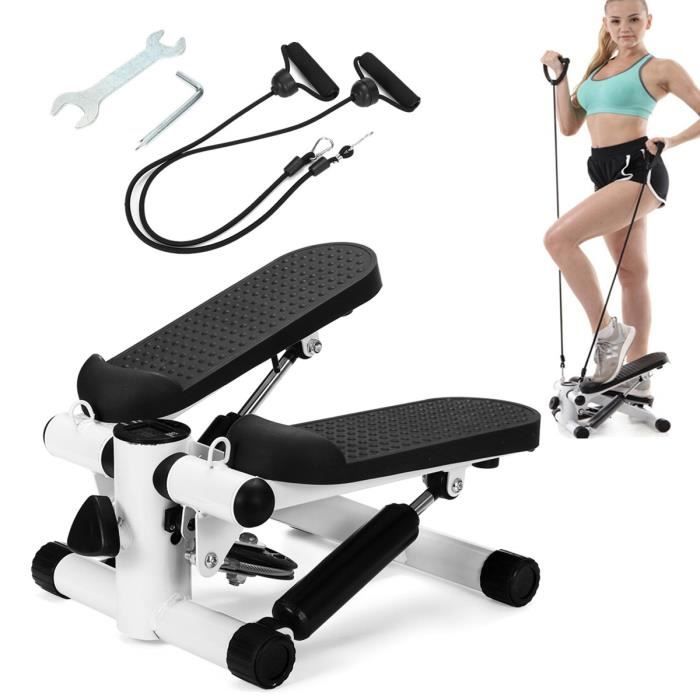 Stepper Up Down d'appartement Twister avec Cordes élastiques et écran Multifonctions pour l'aérobic et fitness Noir