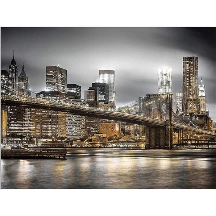 TENTURE DIY 5D diamant peinture Kit Complet Vue de nuit de New York Diamond painting cristal strass toile diamant broderie point1219