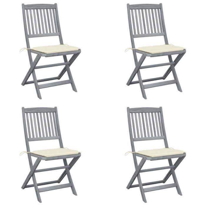 Chaises pliables d'extérieur 4 pcs avec coussins Bois d'acacia A3064565 YES14