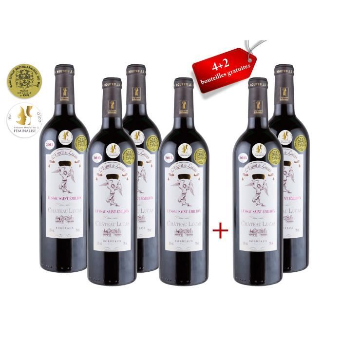 Esprit de Lucas - AOC Lussac Saint-Emilion 2015 - Grand Vin Rouge de Bordeaux - Château Lucas - Double Médaille d’Or- 6 bouteilles