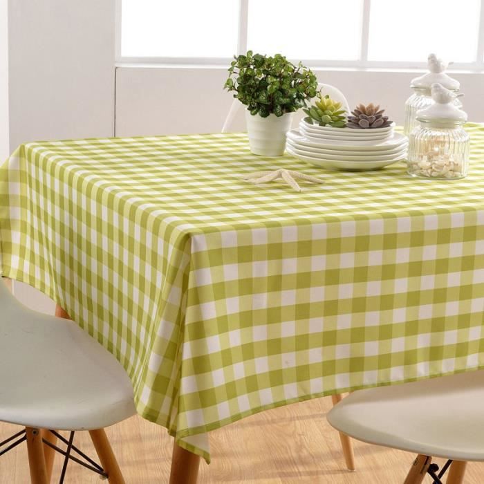Nappe de Table Carreaux Imprime - Imperméable - Rectangle - 100 × 100 cm Vert