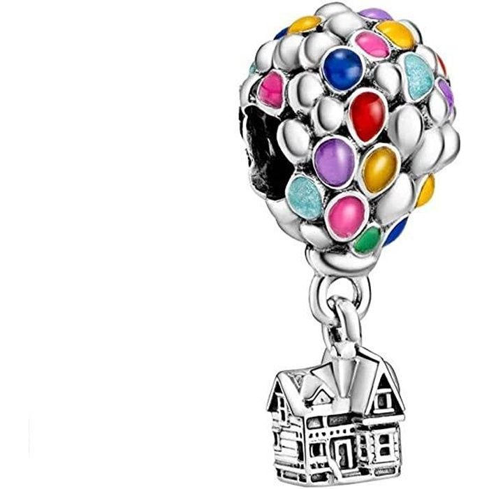 LaMenars Disney Up House Charm Hot Air Balloon Charms for Pandora Bracelets for Women 925 Sterling Silver Dangle Beaded Pendant