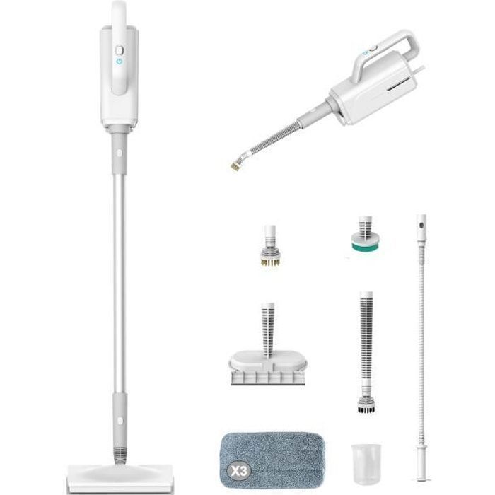 MAGICFOX Balai vapeur avec nettoyeur vapeur à main, Temps de Chauffe: 20S, 370 ml, 1500 W, 99,9% des Bactéries et Germes Tués