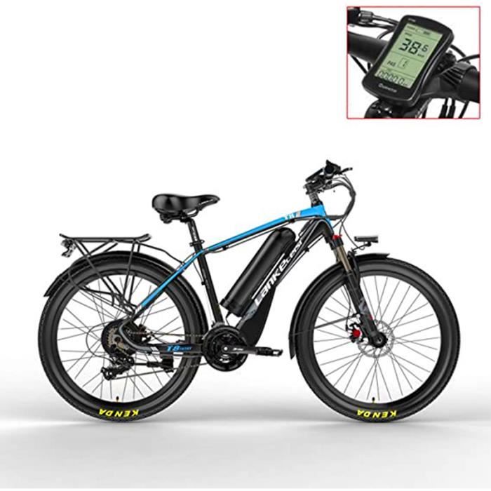 T8 48V15A400W Le vélo électrique Puissant, adoptent la Fourchette de Suspension, Le vélo d'assistance de pédale,Bleu noir.