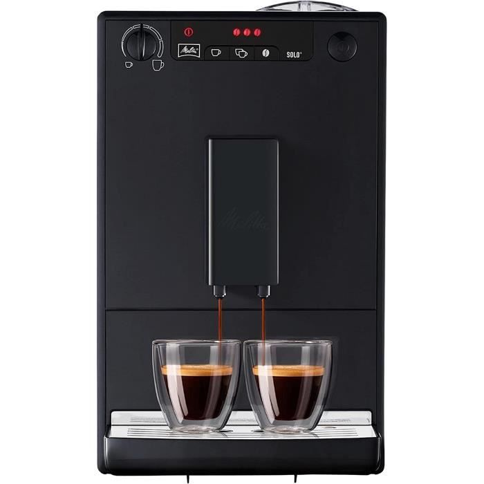 Melitta Caffeo Solo, Noir Pure Black, E950-222, Machine à Café et Expresso Automatique avec Broyeur à Grains