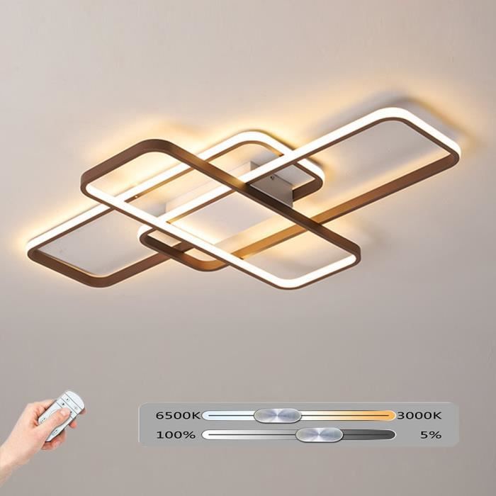 Design LED Plafonnier Dimmable Avec Télécommande Moderne Lampe de Plafond Rectangulaire Luminosité Variable Salon Chambre à Coucher