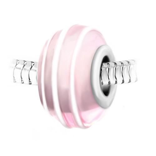 Charm perle spirale verre rose dé coré main et acier par So Charm 13 mm Rose