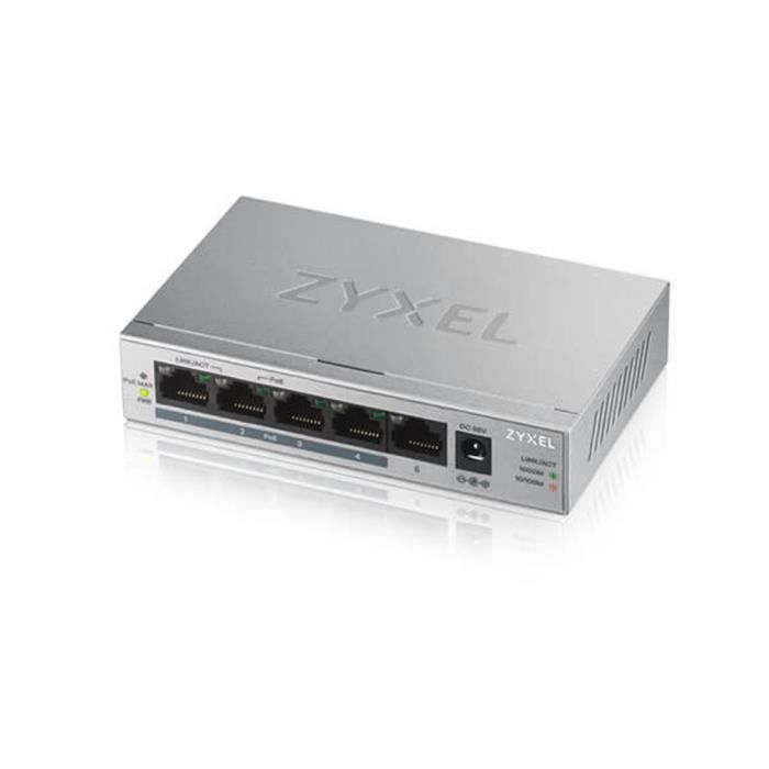 ZYXEL Commutateur Ethernet GS1005HP 5 Ports - 2 Couche supportée - Paire torsadée - Bureau