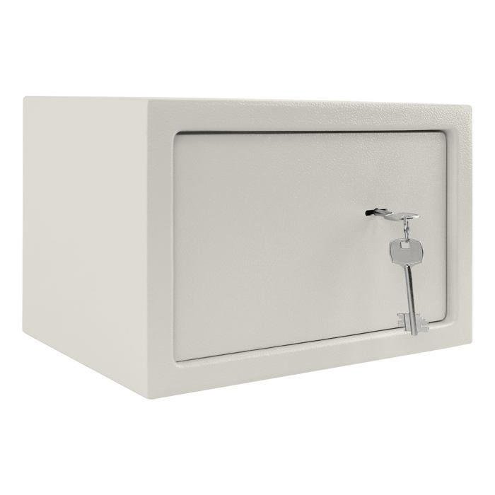 PrimeMatik Coffre-Fort Mural Noir - 31x20x20cm - Serrure à Clé & Ancrage Mur/Sol