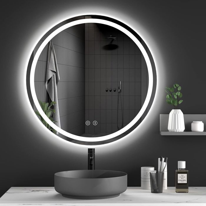 Ensemble de vanité de maquillage noir moderne avec coiffeuse en miroir avec rangement pour bijoux et dessus en verre｜Homary