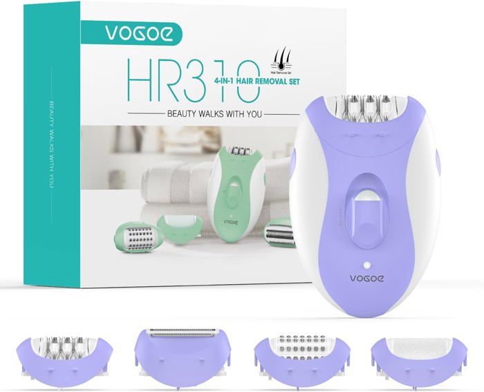 VOGOE Epilateur Electrique Femme 4 en 1 avec 2 vitesses rasoir sans fil rechargeable 21 pinces couvertes