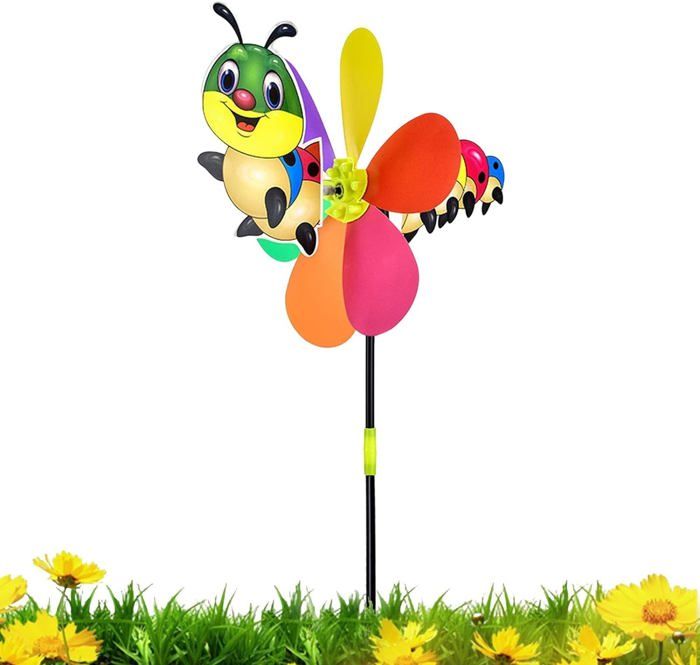 Lot De 2 Moulins à Vent 3D Pour Enfants – Abeille & Coccinelle, 54 Cm, Déco Jardin Colorée Et Amusante