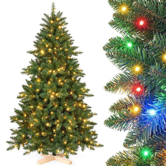 Sapin De Noël Artificiel 180 Cm Lumineux - 1000 Branches, 2 Modes LED (couleur/blanc)
