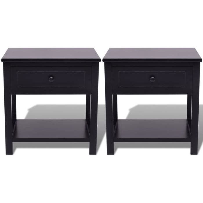 Tables de chevet Lot de 2 Vidaxl Bois Noir 1242873