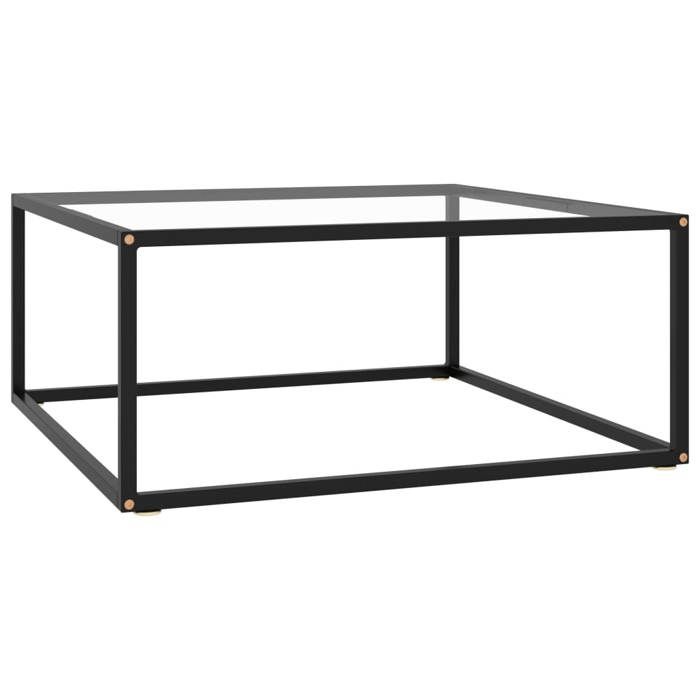 SALE 2025Table basse - Table d’Appoint de Salon - Noir avec verre trempé 80x80x35 cm1076 Kg 6923