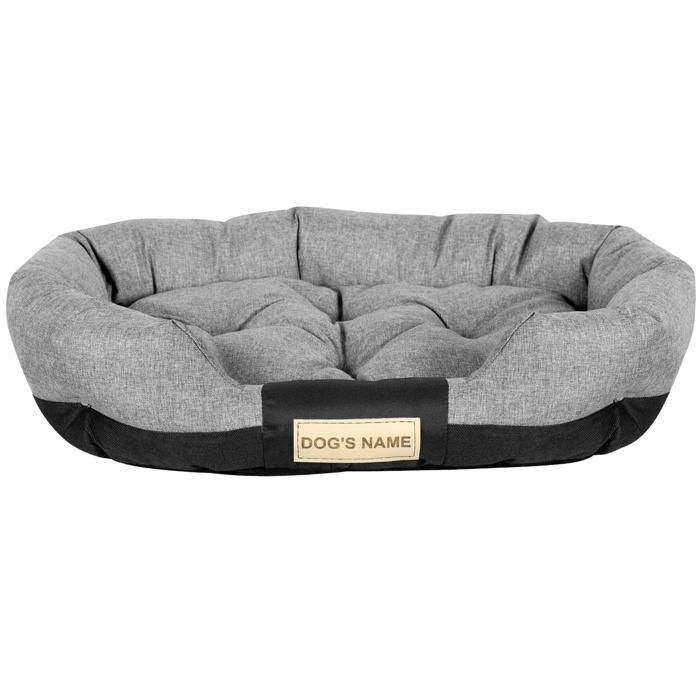 Comparer les prix de Lit Pour Chien EDANTI 80x60 cm Emplacement Pour Nom Imperméable Ovale Gris