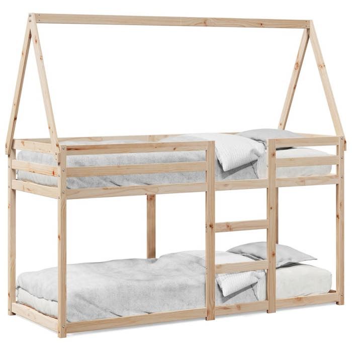 Lit mezzanine/Lit superposé enfants - avec toit - 80x200 cm bois de pin massif LL294180