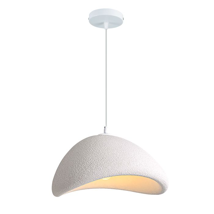 SNOGOLD Suspension Moderne Lampe de Plafonde Abat-jour en Résine Ciment Ø20cm Blanc E27 Lustre Industriel Luminaire pour Salon