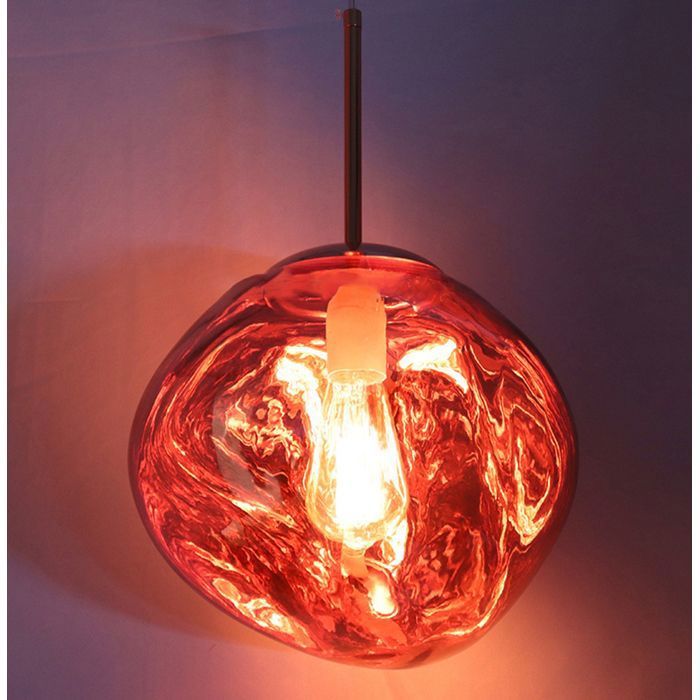 SNOGOLD Suspension Moderne en Verre Or Rose Lampe Suspendue Irrégulière en Lave de 15cm Lampe Suspendue E27 Luminaire pour Salon