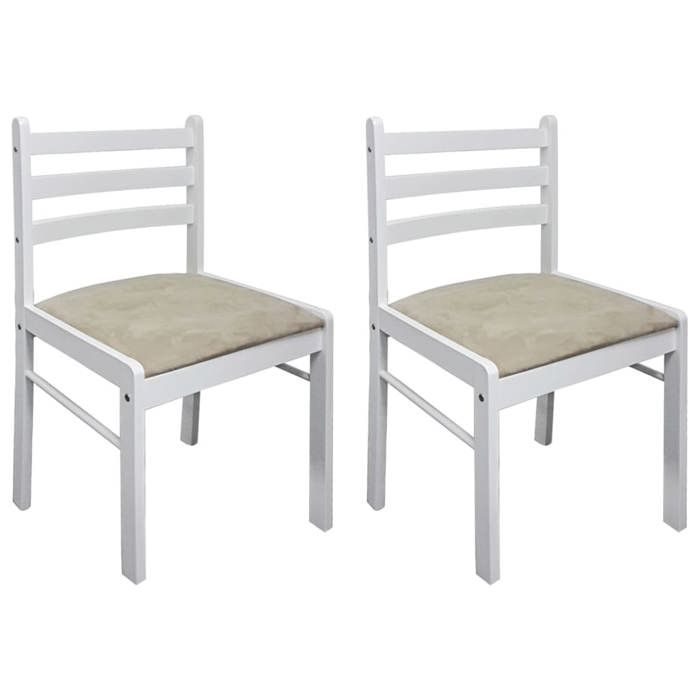 TOP 2025* Chaises à manger Scandinave Chaise Cuisine lot de 2 blanc hévéa solide et velours LV628