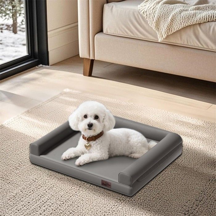 Comparer les prix de Panier pour Chien - BingoPaw - 78x58x18cm Coussin pour Chien avec Fond Antidérapant Lit pour Chien - Gris - M