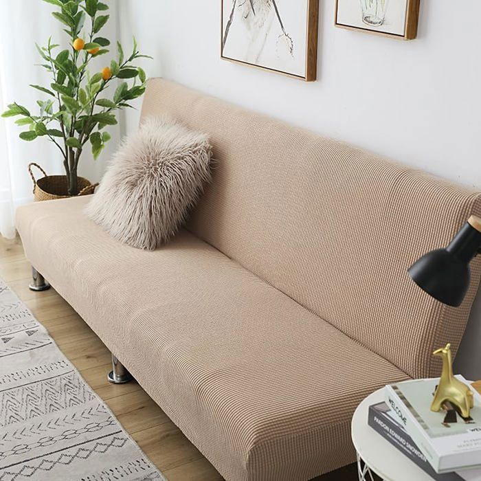 Housse Clic Clac Housse Canape Lit 170-190cm Extensible Anti-Taches Couvre Protection canapé sans Bras Kaki Kaki K HOUSSE DE CANAPE