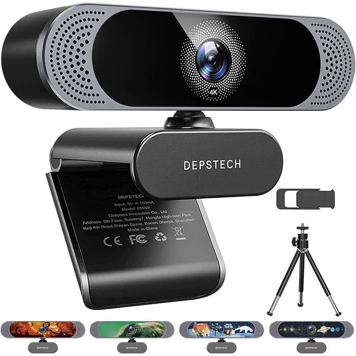 Webcam DEPSTECH DW49 4K Autofocus - Caméra Streaming Avec Double Micro Et Trépied