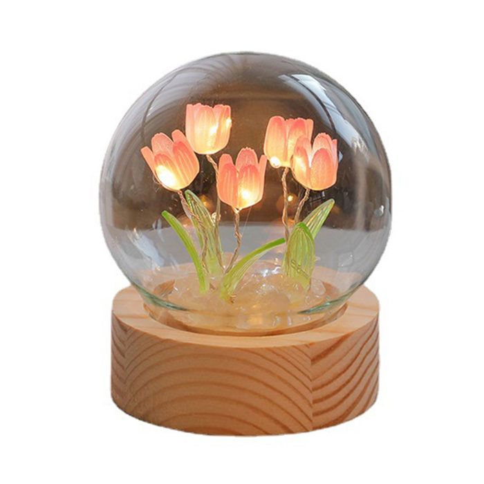 Veilleuse en forme de fleur tulipe lampe de chevet décoration dintérieur pour bureau chambre à coucher rose Label