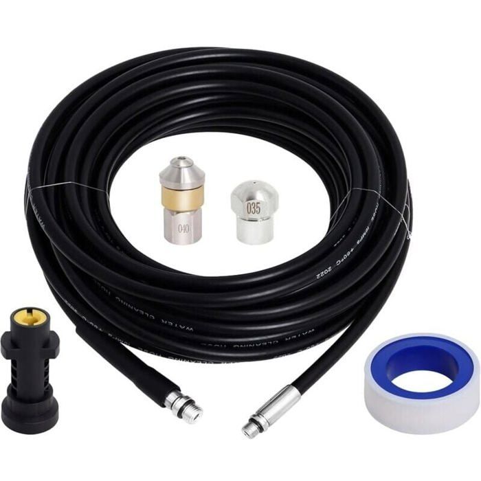 Déboucheur Canalisation 15mfuret karcher compatible avec Karcher K2 K3 K4 K5 K6 K7 nettoyeur haute pression 180Bar 60°C pour