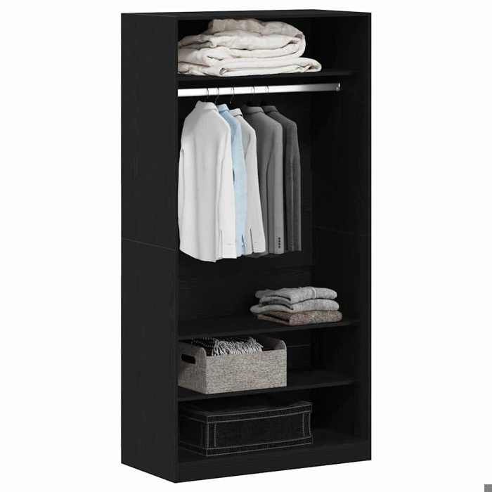 Noir Cabinet chambre - JILLS - Placard - Chêne noir 100 x 50 x 200 cm Bois dingénierie LV1632