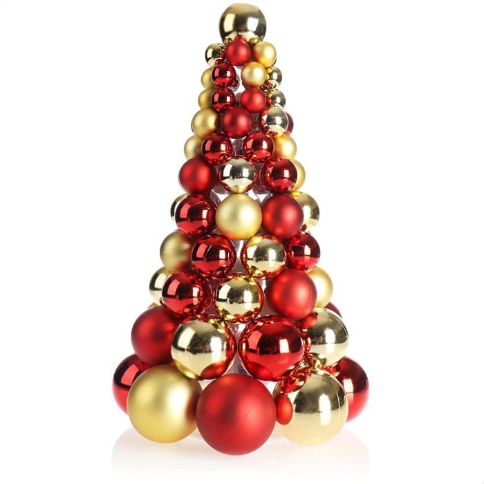 Sapin Boules Rouges Elegant Sapin Noël 30cm artificiel décoré boules doré rouge, décoration festive ...