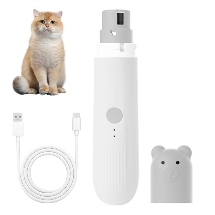 Lime à Griffes pour Animal Lime à Ongles pour Chien et Chat Silencieux Coupe-Ongles Electrique avec 2 Modes et LED (grey)