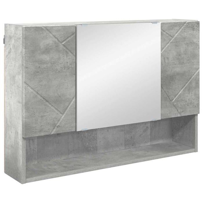 Armoire miroir salle de bain - vidaXL - Gris Béton - 80x17x55 cm - Bois dingénierie - 3 portes à charnières