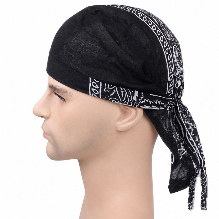 INF Bandana Pirate en Coton - Chapeau de Cyclisme Extérieur - Foulard Chimio Unisexe - Motifs Variés Gris